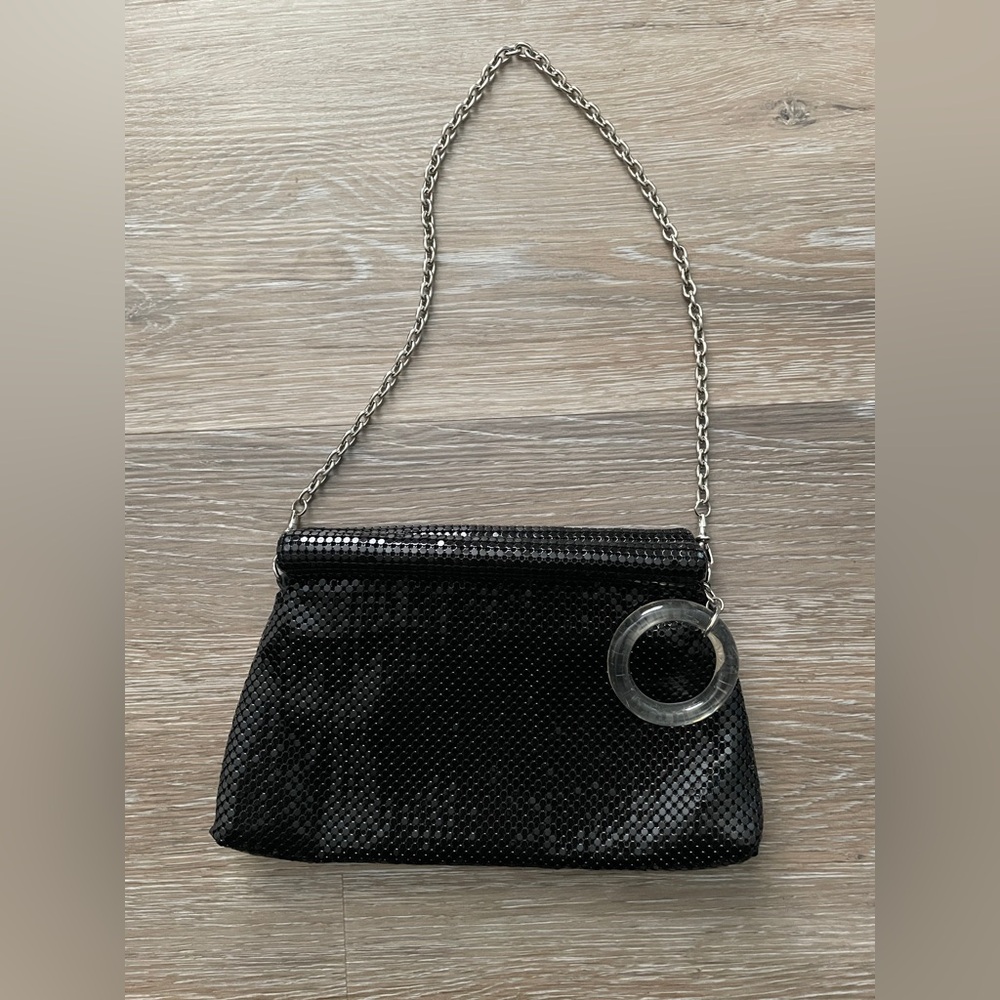 Elegant Vintage Black Whiting & Davis Chain Shoulder Bag